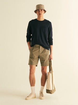 Relaxed pleat front chino short