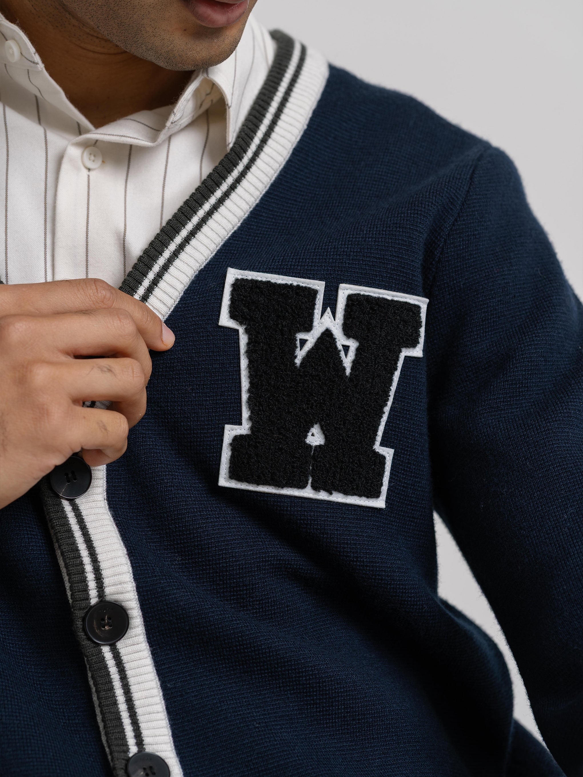 トップス Havehad Fine Wool BaseballCardigan (Navy Havehad Fine Wool BaseballCardigan (Navy トップス