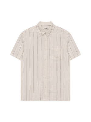 Button Collar Stripe Linen Shirt