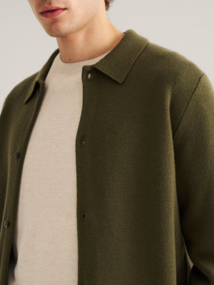 Mid Weight Merino Wool Polo Cardigan