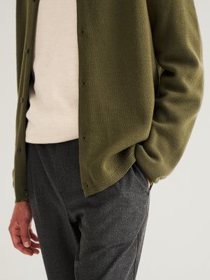 Mid Weight Merino Wool Polo Cardigan