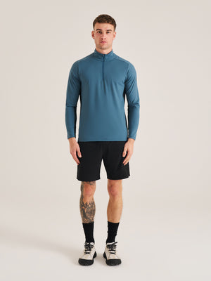 Active Long Sleeve Panel Zip Neck