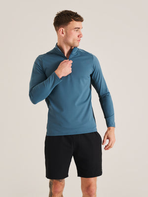 Active Long Sleeve Panel Zip Neck