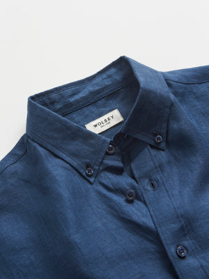 Button Collar Long Sleeve Linen Shirt