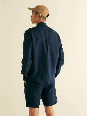Button Collar Long Sleeve Linen Shirt