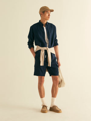 Button Collar Long Sleeve Linen Shirt