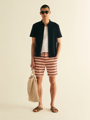Zip Front Printed Swimshort