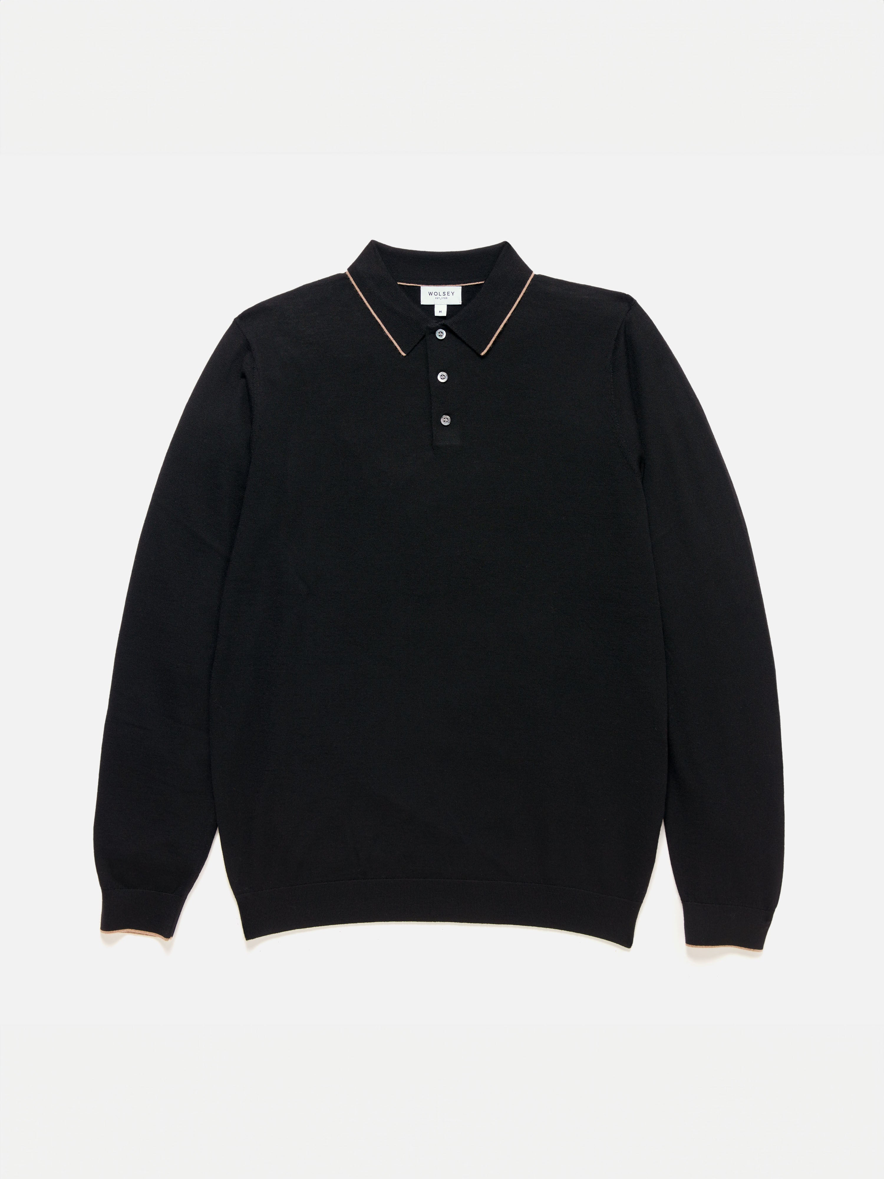 Black merino polo deals